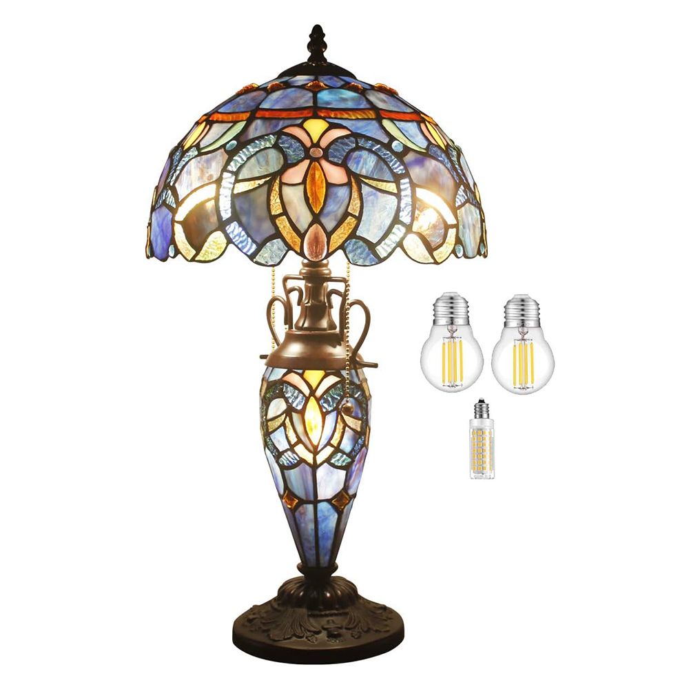 noctavera tiffany style lamp blue purple cloud stained glass table lamp 12x12x22 inches mother daughter vase desk reading light decor bedroom living room home office s558 series noctavera tiffany style lamp blue purple cloud stained glass table lamp 12x12x22 inches mother daughter vase desk reading light decor bedroom living room home office s558 series