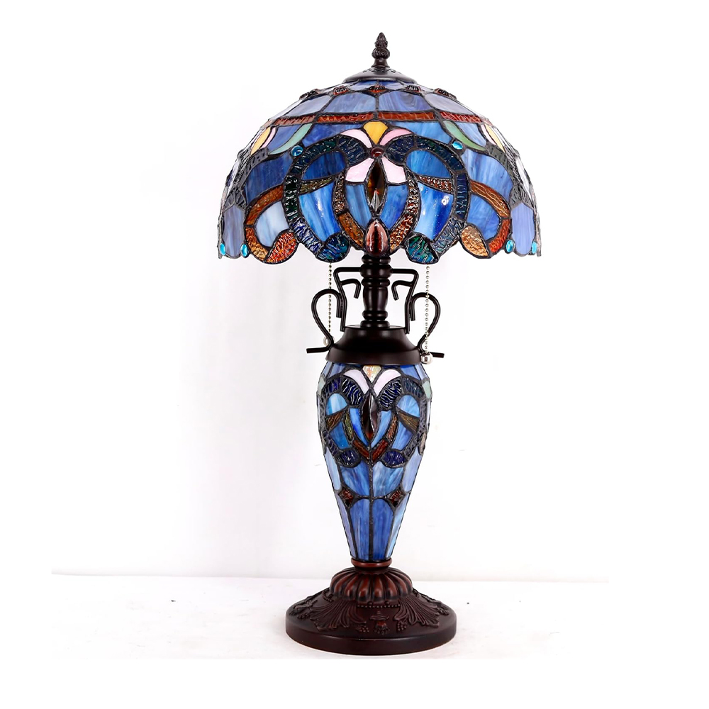 noctavera tiffany style lamp blue purple cloud stained glass table lamp 12x12x22 inches mother daughter vase desk reading light decor bedroom living room home office s558 series noctavera tiffany style lamp blue purple cloud stained glass table lamp 12x12x22 inches mother daughter vase desk reading light decor bedroom living room home office s558 series