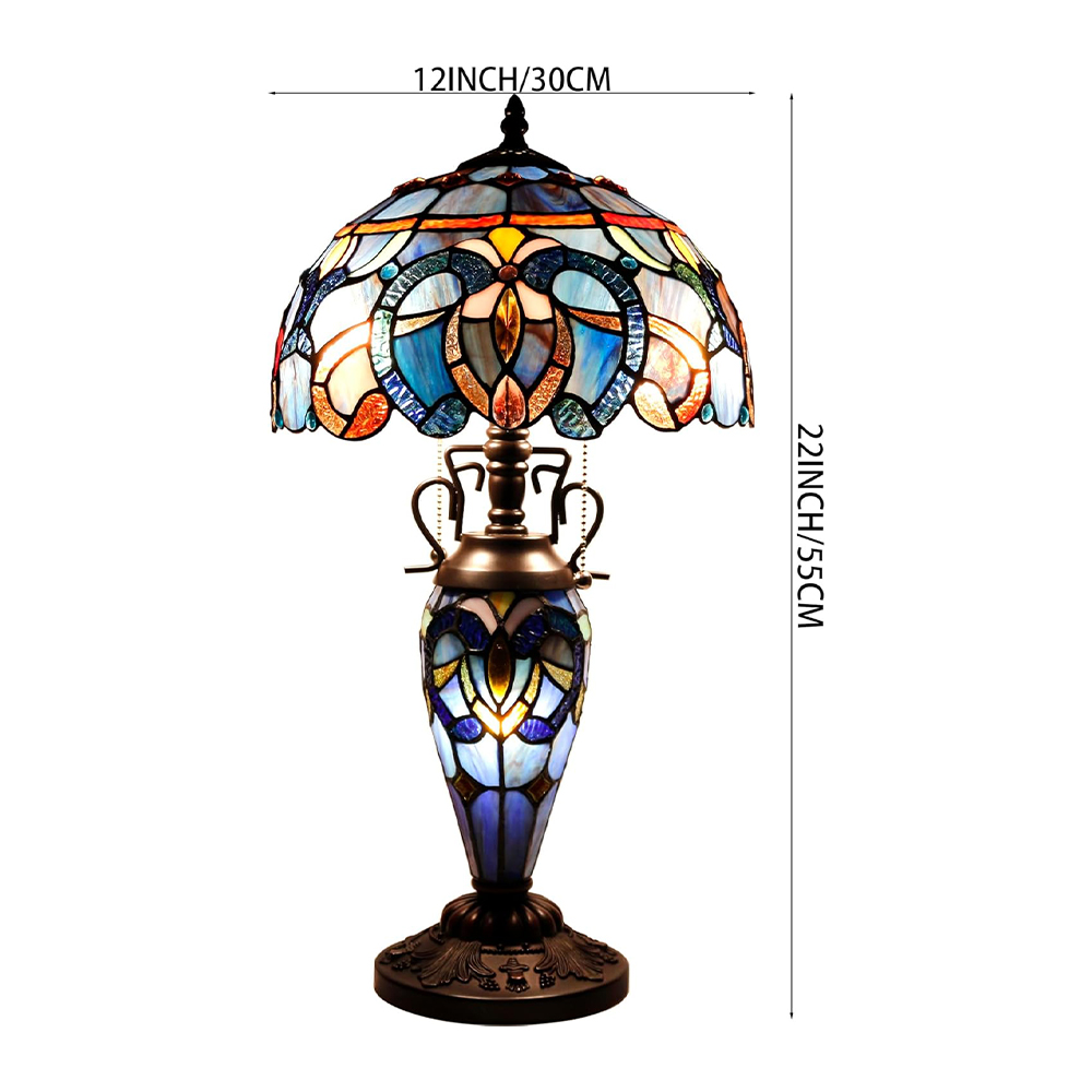 noctavera tiffany style lamp blue purple cloud stained glass table lamp 12x12x22 inches mother daughter vase desk reading light decor bedroom living room home office s558 series noctavera tiffany style lamp blue purple cloud stained glass table lamp 12x12x22 inches mother daughter vase desk reading light decor bedroom living room home office s558 series